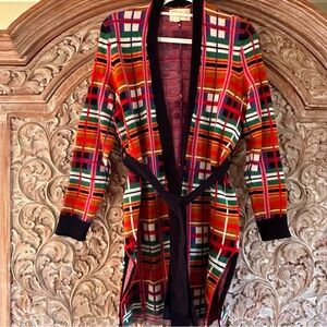 Anthropologie Colorful Plaid Cardigan